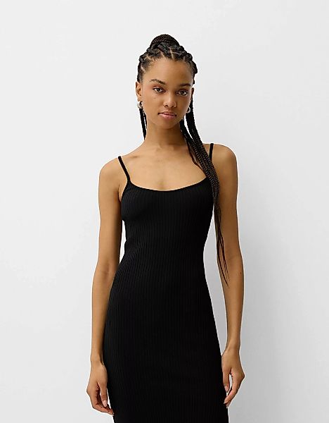 Bershka Strick-Midikleid Mit Strass Damen M Schwarz günstig online kaufen