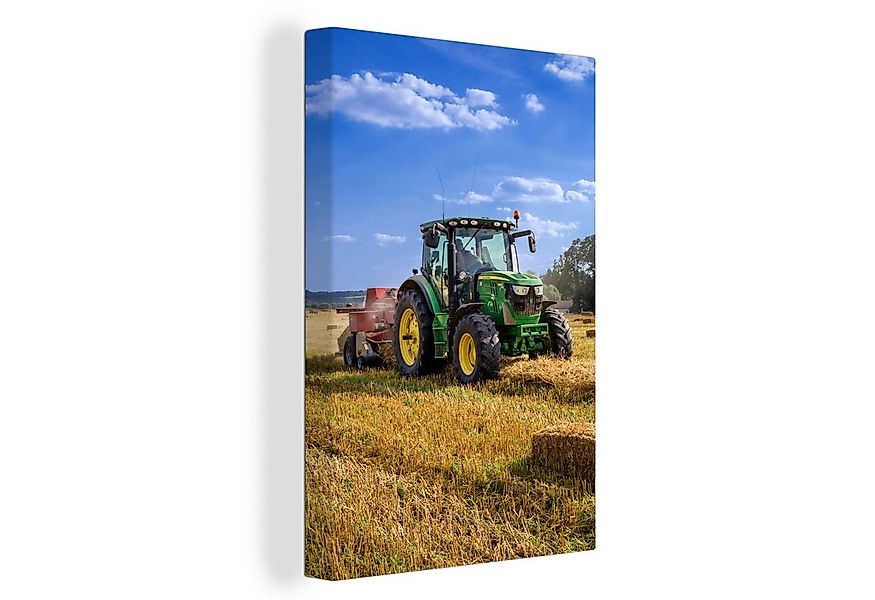 OneMillionCanvasses® Leinwandbild Traktor - Bauernhof - Heu - Feld - Sonne günstig online kaufen