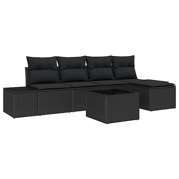 vidaXL 6-Teiliges Garten-Sofa-Set mit Kissen Beige Poly Rattan 3347033 günstig online kaufen