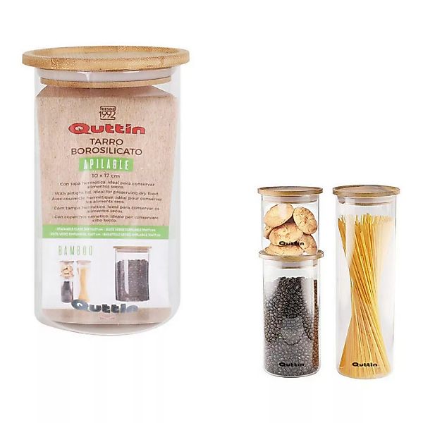 Topf Quttin Bamboo Borosilikatglas Stapelbar (10 X 17 Cm) günstig online kaufen
