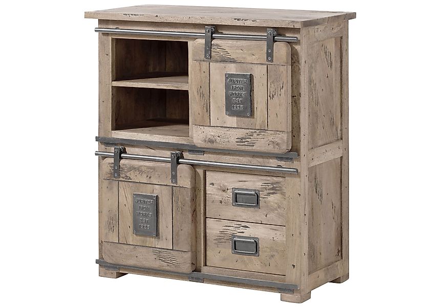 Massivmoebel24 Highboard (Highboard Mango 90x45x100 whitewash günstig online kaufen