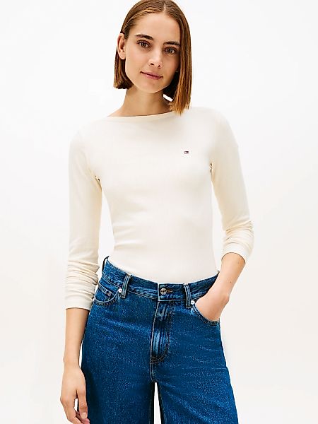 Tommy Hilfiger Langarmshirt "SLIM 5X2 RIB BOAT-NK LS mit U-Boot Ausschnitt günstig online kaufen