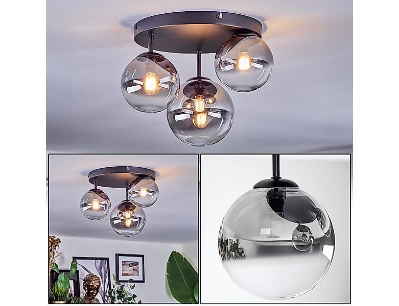 hofstein Deckenleuchte Deckenlampe aus Metall/Glas in Schwarz/Rauchfarben/K günstig online kaufen