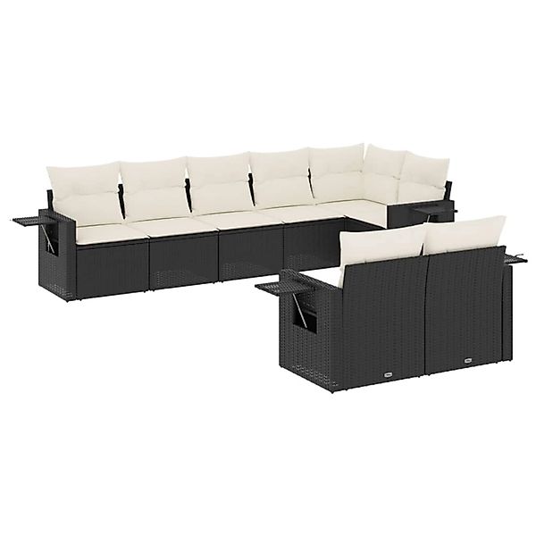 vidaXL 8-Tlg Garten-Sofagarnitur mit Kissen Schwarz Poly Rattan 3252753 günstig online kaufen