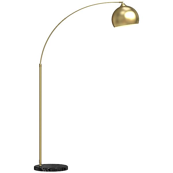 HOMCOM Bogenstehlampe, Goldener Lampenschirm, 40W E27, Marmorsockel, Verste günstig online kaufen