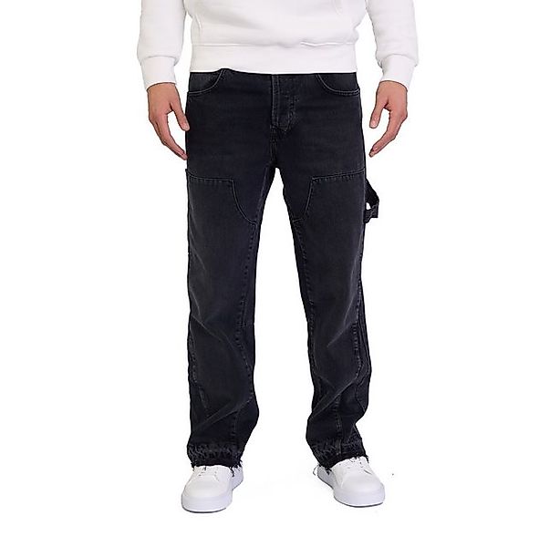 Denim Distriqt Workerjeans Lässige Double Knee Baggy Worker Jeans Schwarz W günstig online kaufen