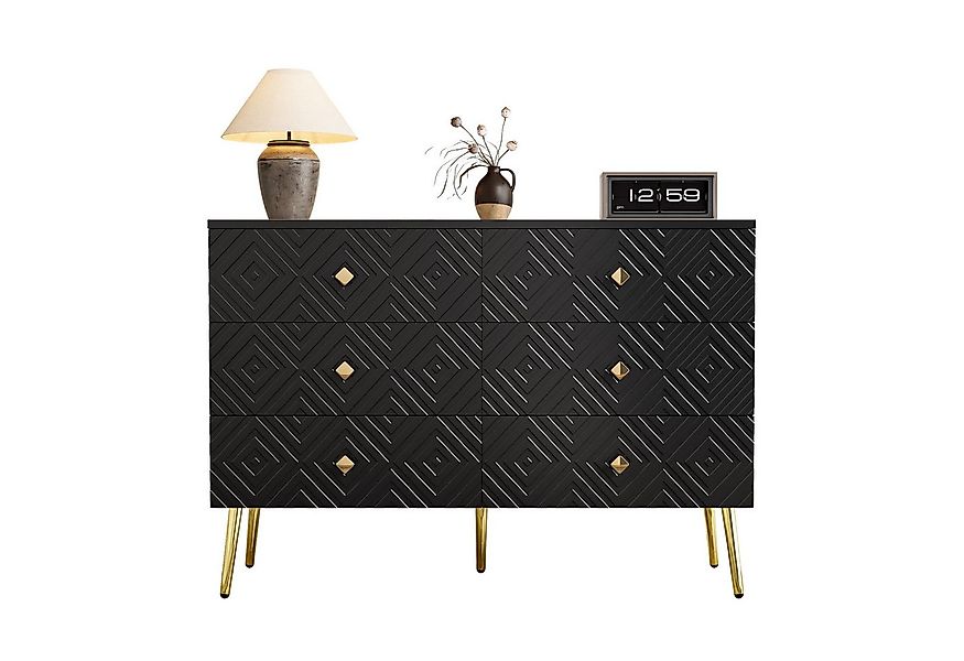 Merax Sideboard (1 St), Kommode mit 6 Schubladen und Metallbeine, 120x40x80 günstig online kaufen