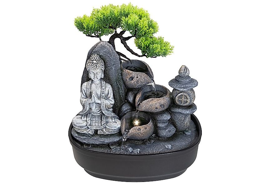 Lemodo Zimmerbrunnen Kaskadenbrunnen mit Buddha-Figur, 27 cm Breite günstig online kaufen