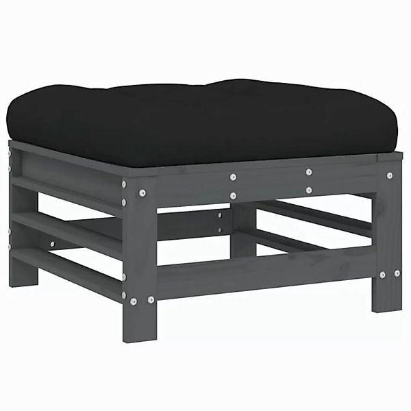 vidaXL Sofaelement Gartenhocker mit Kissen Grau Massivholz Kiefer (1 St) günstig online kaufen