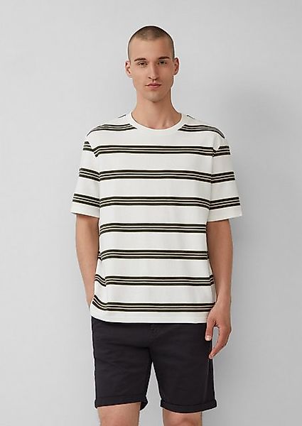 QS Kurzarmshirt Strukturiertes Jersey-T-Shirt mit Streifen günstig online kaufen