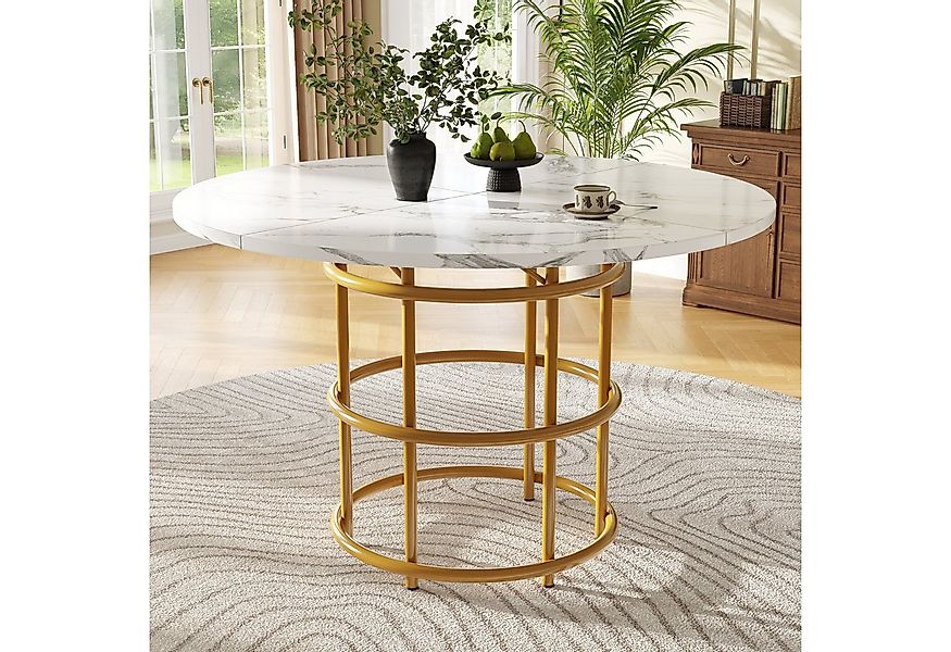 Flieks Esstisch (1-St., 1 Tisch, 100x76 cm), runder Küchentisch, weiße Marm günstig online kaufen