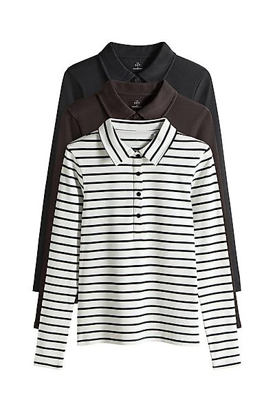 The Set T-Shirt The Set gerippte Poloshirts mit Kragen, 3er-Pack (3-tlg) günstig online kaufen
