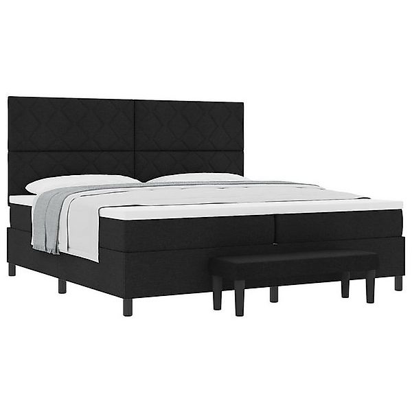 vidaXL Bett Boxspringbett mit Matratze & Bank Schwarz 200x200 cm Stoff (2-t günstig online kaufen