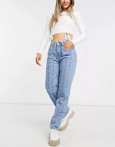 ASOS DESIGN – Gerade geschnittene Jeans mit mittelhohem Bund und Nähten in günstig online kaufen