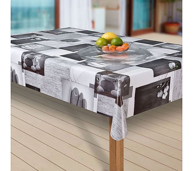 laro Tischdecke Wachstuch-Tischdecken Abwaschbar Steine grau weiss rechteck günstig online kaufen