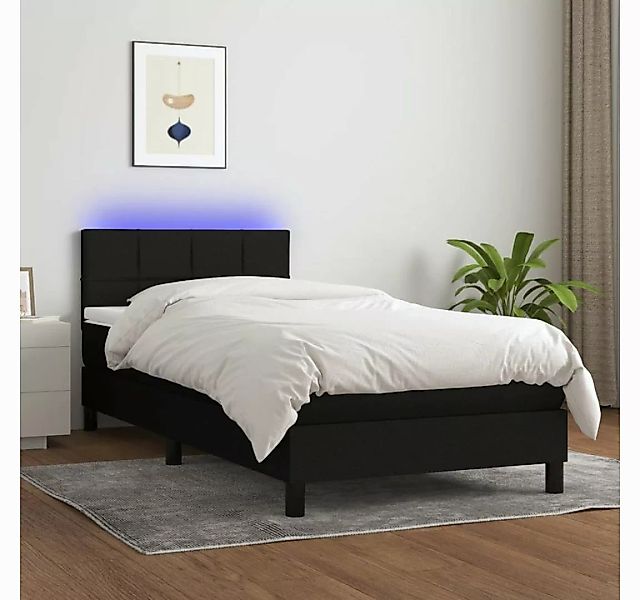 vidaXL Boxspringbett Boxspringbett mit Matratze LED Schwarz 100x200 cm Stof günstig online kaufen