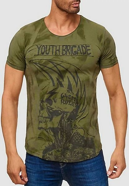 Egomaxx T-Shirt T Shirt Allover Dirty Batik Print Skull Punk H2162 (1-tlg) günstig online kaufen