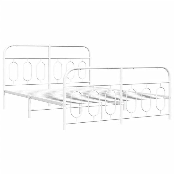 vidaXL Bettgestell mit Kopfteil und Fußteil Metall Weiß 135x190 cm 377183 günstig online kaufen