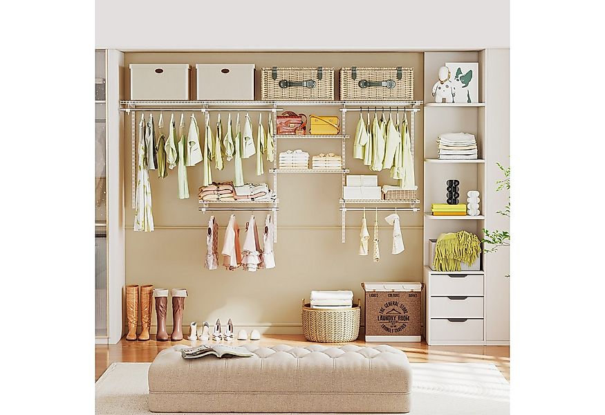 KOMFOTTEU Wandgarderobe, Kleiderstangen Wandgarderobe, 122-244 cm günstig online kaufen