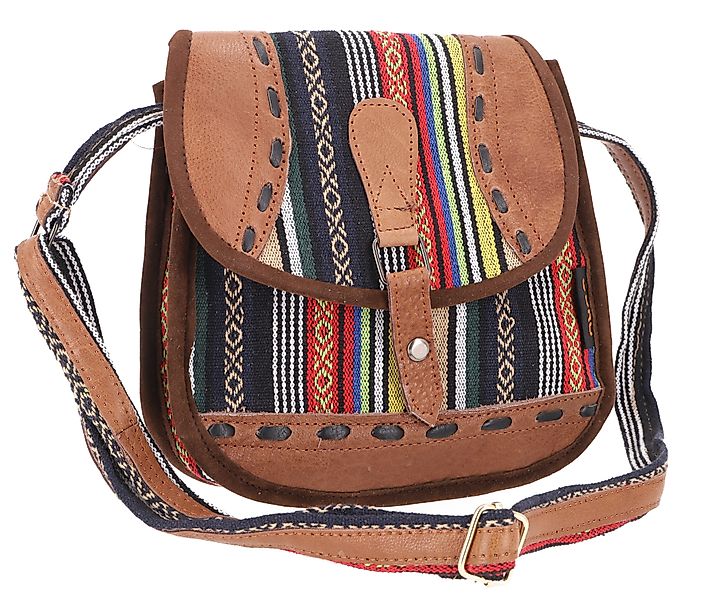 Guru-Shop Schultertasche Ethno Schultertasche mit Leder, günstig online kaufen