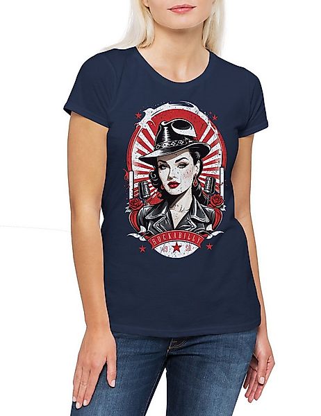 Urban Backwoods Print-Shirt Rockabella Beauty Damen T-Shirt Tattoo Rockabil günstig online kaufen