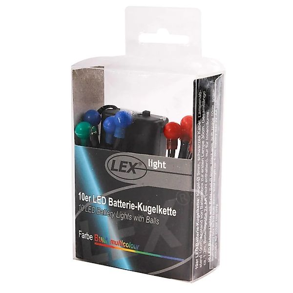 Lex 10er LED Batterie Kugelkette Lichterkette Bunt Kugeln Batterie Beleucht günstig online kaufen
