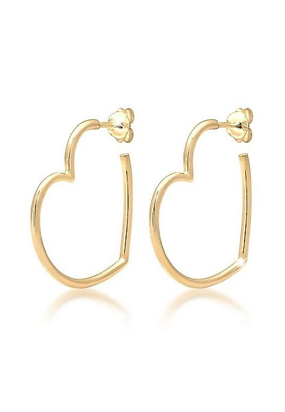 Elli Paar Creolen Creolen Herz Liebe Verspielt 925 Silber, Herz günstig online kaufen