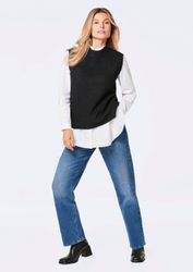 GOLDNER Strickpullover Edler Rippstrick Pullunder, Stehkragen günstig online kaufen