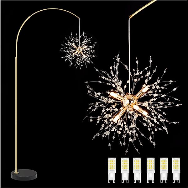 Sunicol LED Stehlampe Gold Kristall Stehleuchte, günstig online kaufen