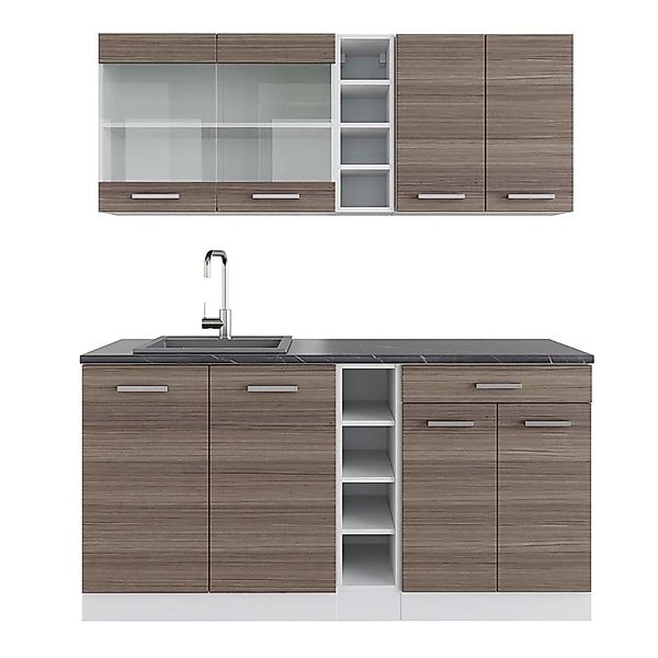 Vicco R-Line Singleküche Edelgrau/Weiß 160 cm AP Anthrazit ohne E-Geräte günstig online kaufen