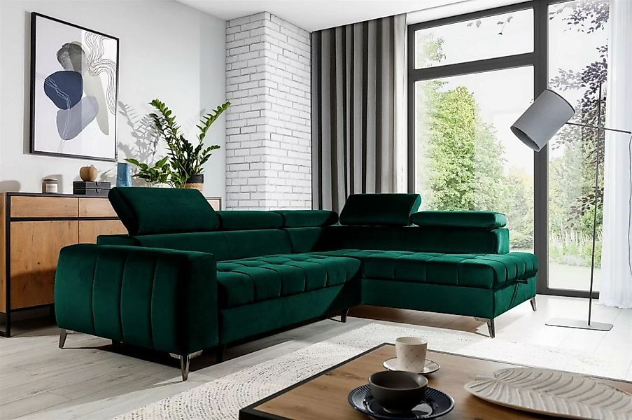 Fun Möbel Ecksofa Schlafsofa Sofa AGNESA SPEED mit Ottomane in Stoff Salvad günstig online kaufen