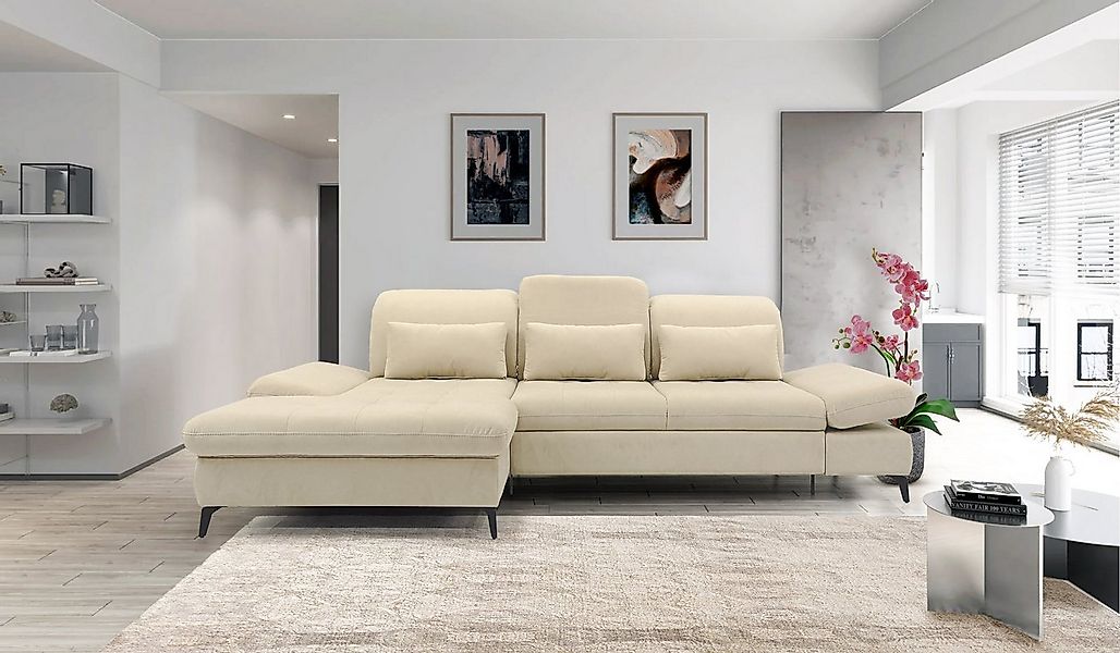 Hygger Möbelhaus Ecksofa Nola L-Form 300 x 170 cm. Wahlweise mit Bettfunkti günstig online kaufen