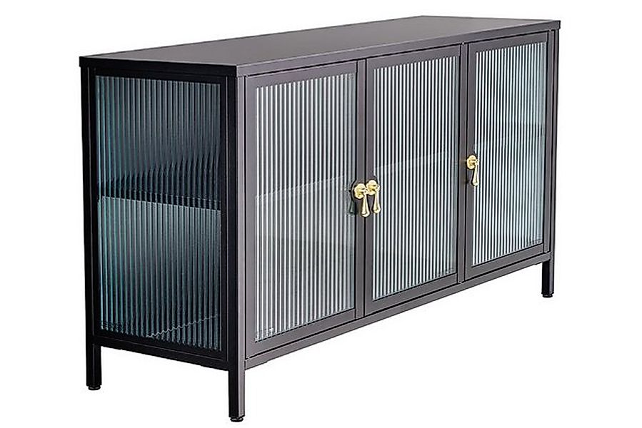 Licht-Erlebnisse Glasvitrine MOREL Glas Metall 105 x 70 cm Schwarz Gold 3 T günstig online kaufen