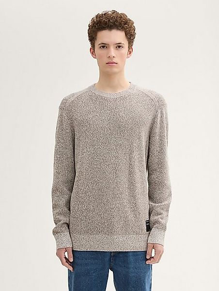 TOM TAILOR Denim Strickpullover Strickpullover in Melange Optik mit Logo Ba günstig online kaufen