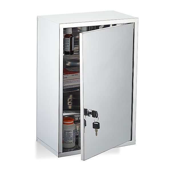 relaxdays Medizinschrank glänzender Edelstahl günstig online kaufen