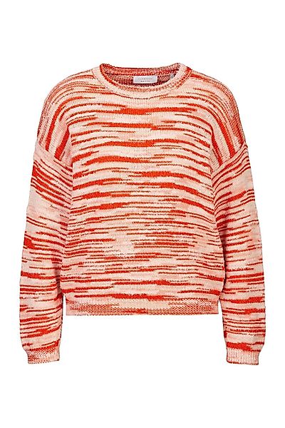 RICHROYAL Strickpullover D-Strick mit rot-orangefarbenem Muster günstig online kaufen