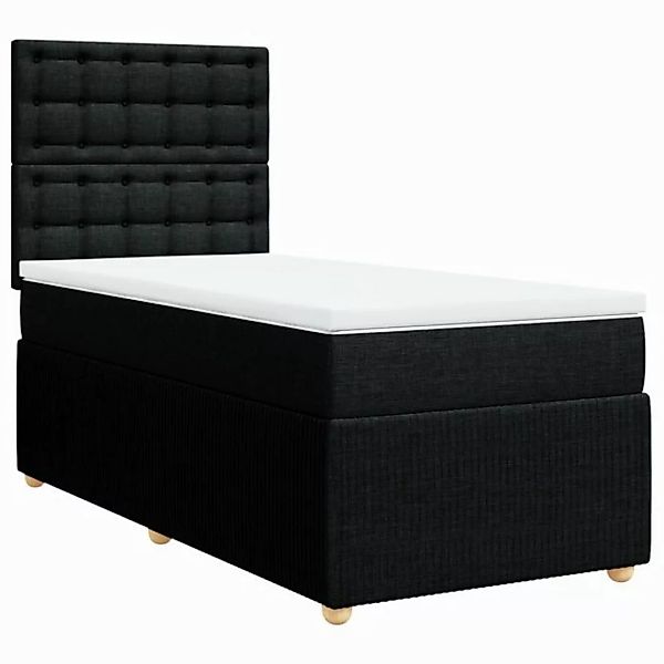 vidaXL Bettgestell Boxspringbett mit Matratze Schwarz 90x200 cm Stoff Bett günstig online kaufen