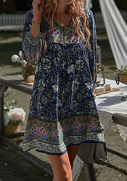 Lovolotti Sommerkleid Damen Kleider Viskose Blumenkleid Dress Blusekleid Fr günstig online kaufen
