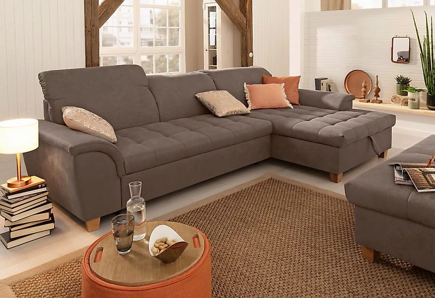 Home affaire Ecksofa "Lyla L-Form", mit Recamiere, wahlweise mit Rückenfunk günstig online kaufen