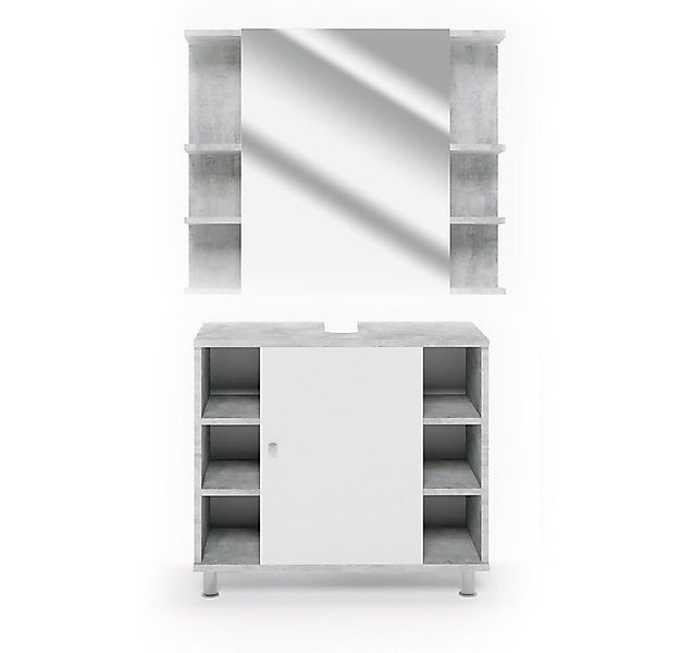 Vicco Badmöbel-Set Fynn, Beton/Weiß, 2 Teile, (2er Set, 2-St., 2er Set) günstig online kaufen