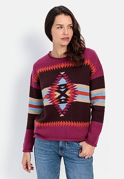 camel active Strickpullover mit eingearbeiteten Mustern Langarm Rundhals Ma günstig online kaufen