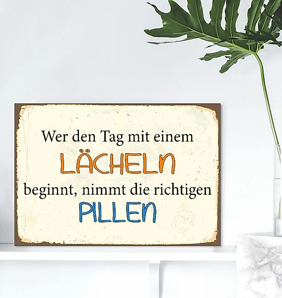 queence Metallbild "Lächeln", Schriftzüge-Schriftzug-Sprüche-Sprüche & Text günstig online kaufen