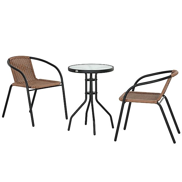 Outsunny Gartenbistromöbel-Set, 3-teiliges Bistromöbel-Set aus Stahlgestell günstig online kaufen