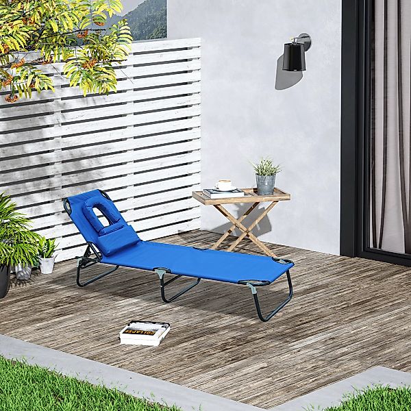 Outsunny Sonnenliege blau Stoff B/H/L: ca. 56x28x190 cm günstig online kaufen