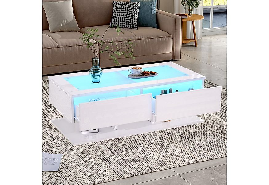 STILVORA Couchtisch mit Schubladen,Wohnzimmertisch Sofatisch mit LED-Licht& günstig online kaufen
