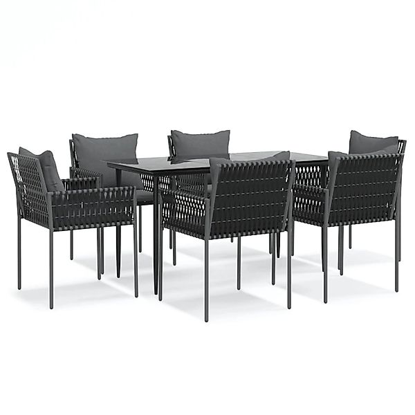 vidaXL 7-Tlg Garten-Essgruppe mit Kissen Poly Rattan und Stahl 3187056 günstig online kaufen