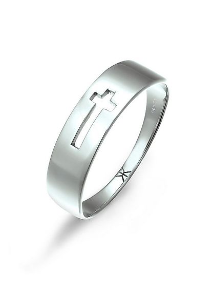 Kuzzoi Silberring Kreuz Basic 585 Weißgold günstig online kaufen
