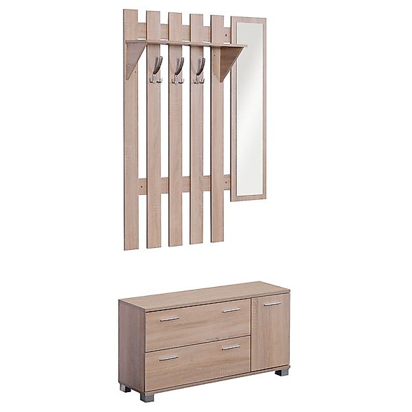 HOMCOM Set Garderobenmöbel 3 in 1 mit Spiegel und Schuhschrank für den Eing günstig online kaufen