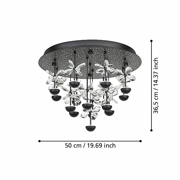 EGLO Stars Of Light LED-Deckenlampe Pianopoli schwarz Ø 50cm günstig online kaufen