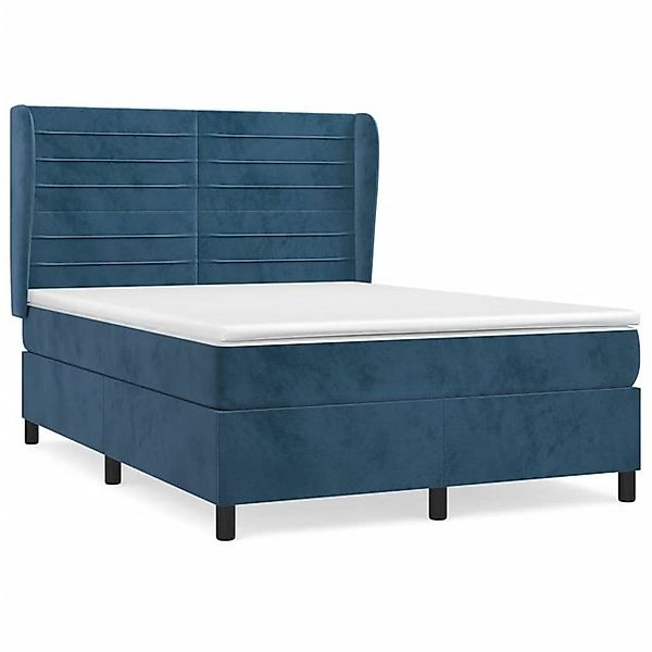 vidaXL Boxspringbett, Boxbett mit Matratze Dunkelblau 140x200 cm Samt günstig online kaufen